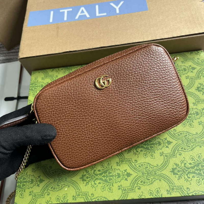 Gucci 772759 GG Marmont Mini Shoulder Bag Brown
