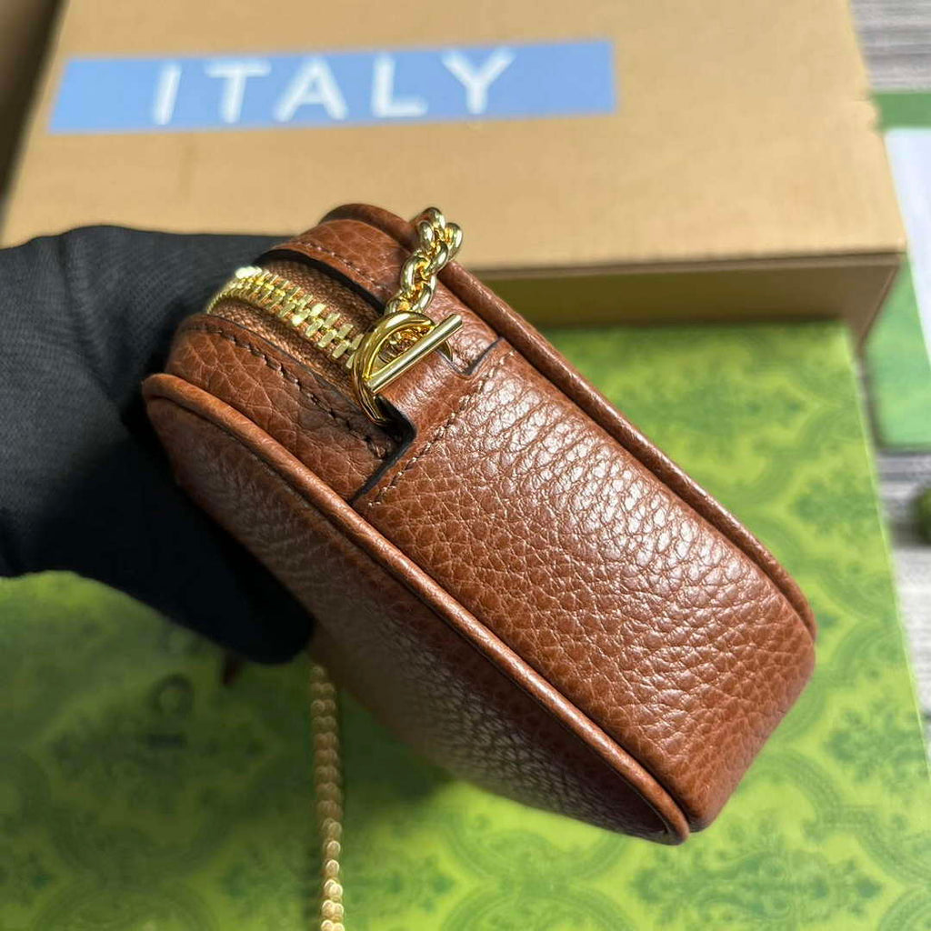 Gucci 772759 GG Marmont Mini Shoulder Bag Brown