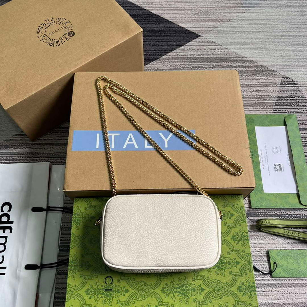 Gucci 772759 GG Marmont Mini Shoulder Bag White