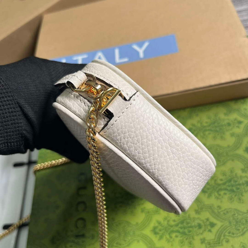 Gucci 772759 GG Marmont Mini Shoulder Bag White