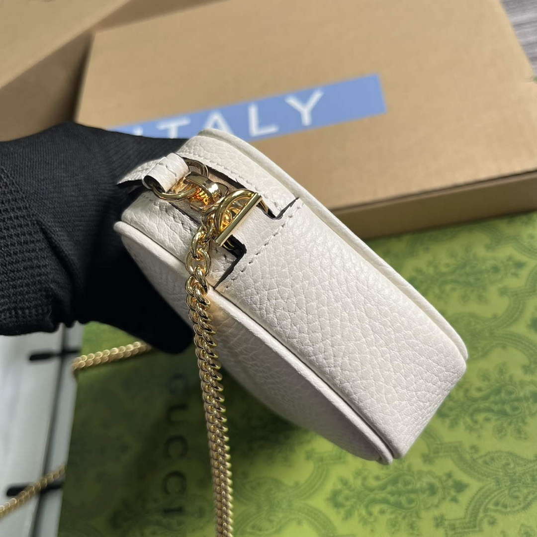 Gucci 772759 GG Marmont Mini Shoulder Bag White