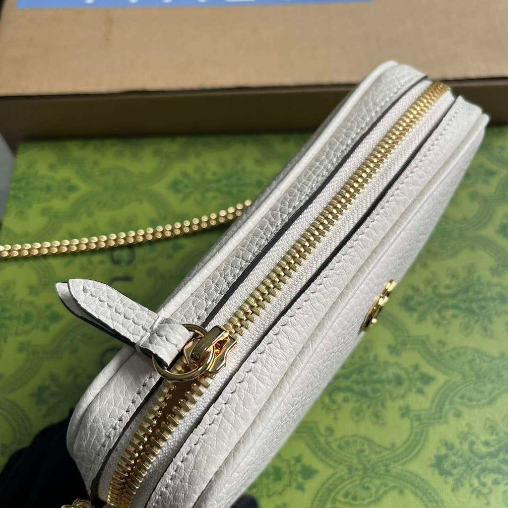 Gucci 772759 GG Marmont Mini Shoulder Bag White