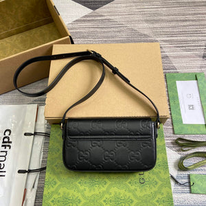 Gucci 772794 GG Super Mini Shoulder Bag Black - Default Title - View 2