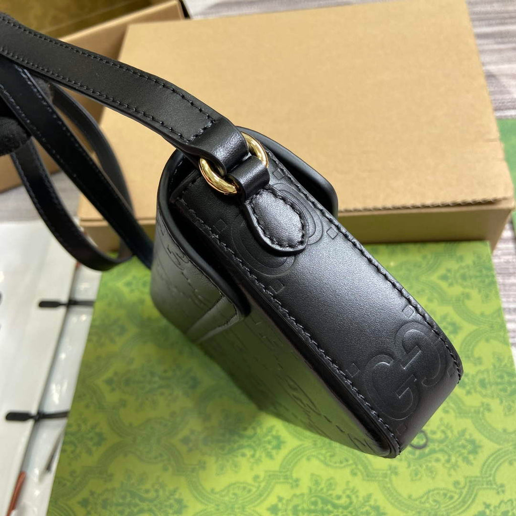 Gucci 772794 GG Super Mini Shoulder Bag Black