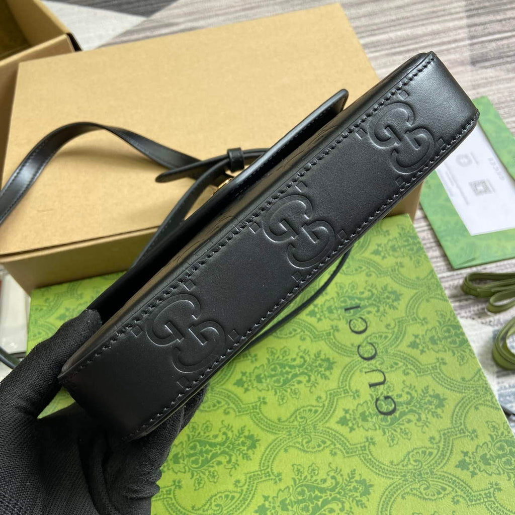 Gucci 772794 GG Super Mini Shoulder Bag Black
