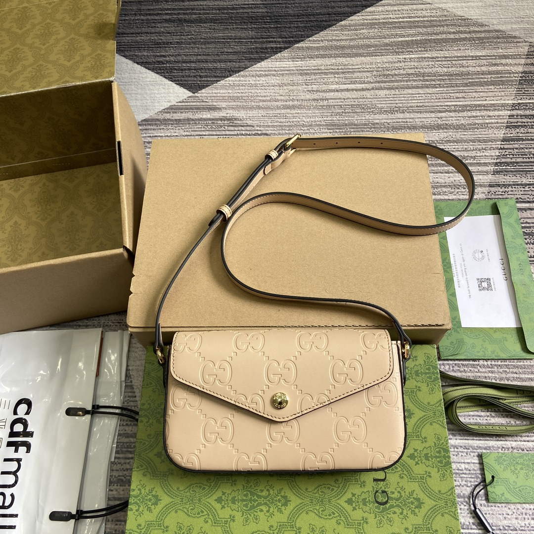 Gucci 772794 GG Super Mini Shoulder Bag Light beige - Default Title - View 1
