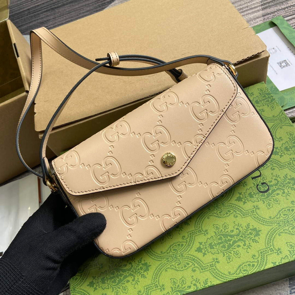 Gucci 772794 GG Super Mini Shoulder Bag Light beige