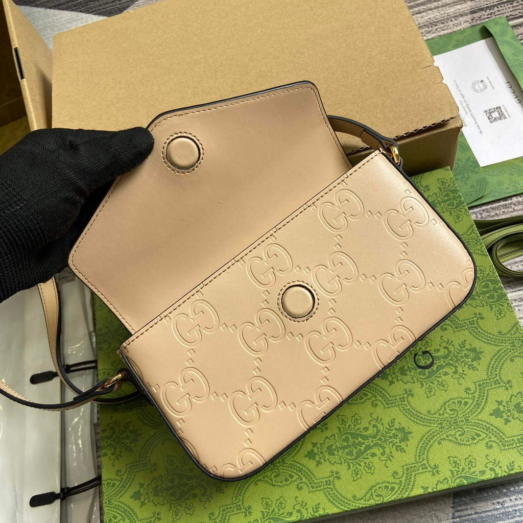 Gucci 772794 GG Super Mini Shoulder Bag Light beige