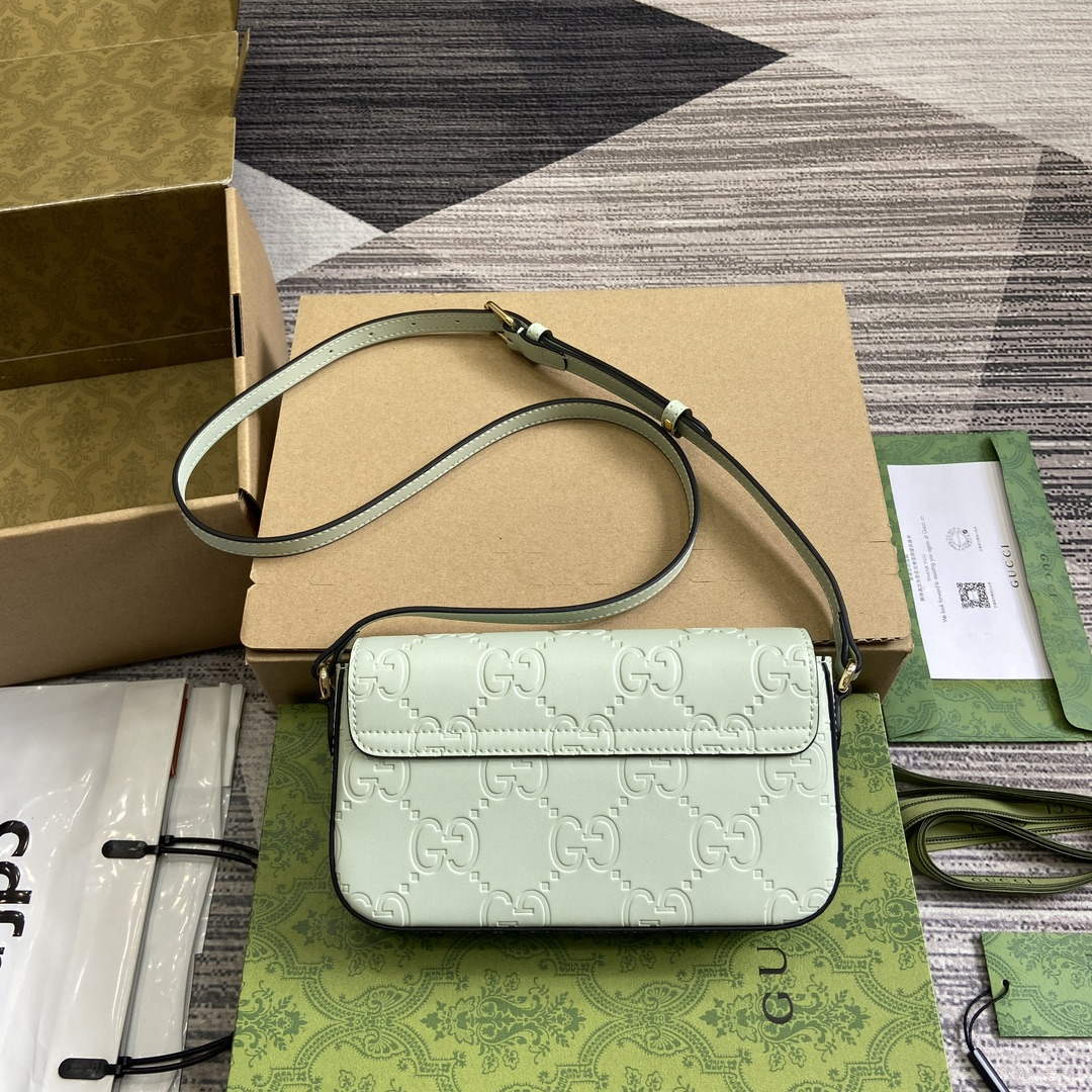 Gucci 772794 GG Super Mini Shoulder Bag Pale green - Default Title - View 2