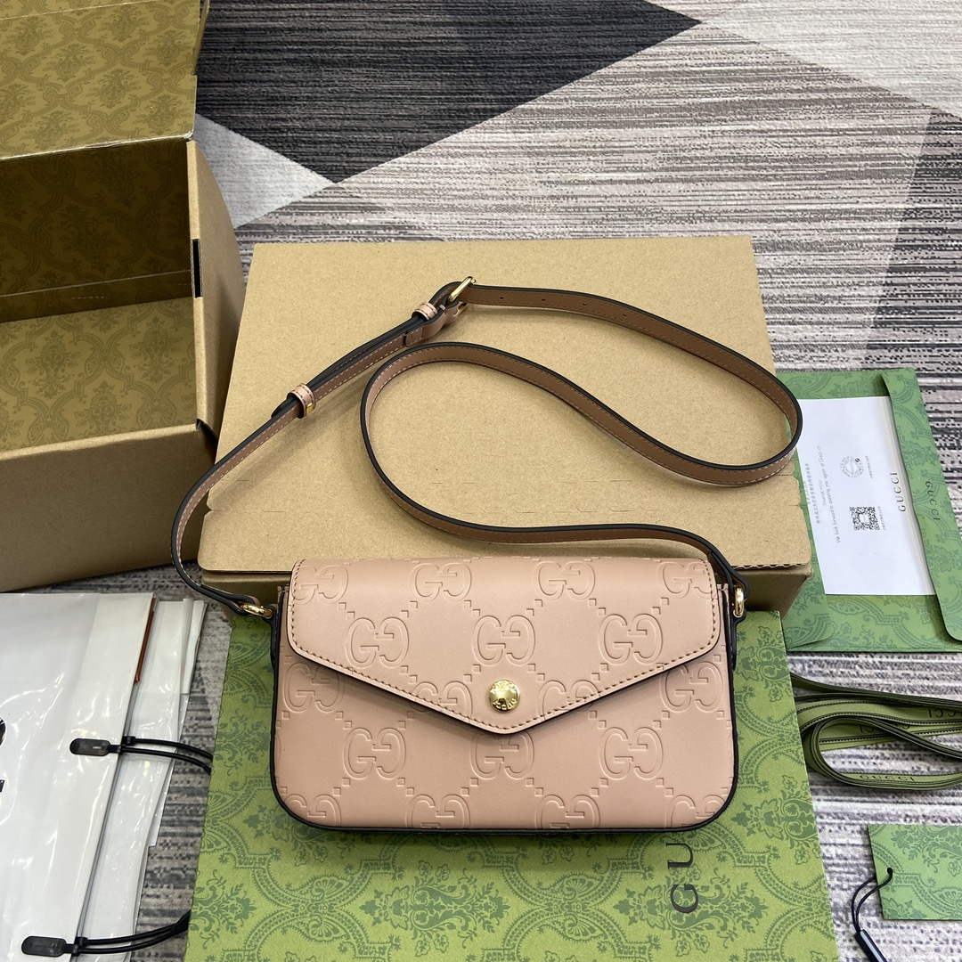 Gucci 772794 GG Super Mini Shoulder Bag Rose beige - Default Title - View 1