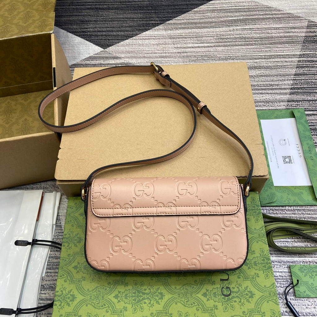 Gucci 772794 GG Super Mini Shoulder Bag Rose beige