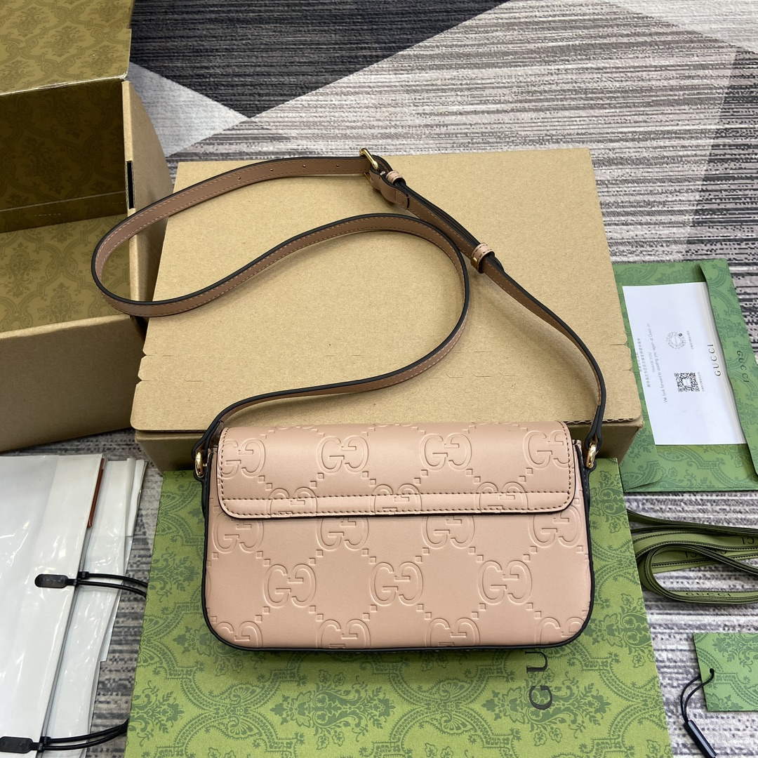 Gucci 772794 GG Super Mini Shoulder Bag Rose beige - Default Title - View 2