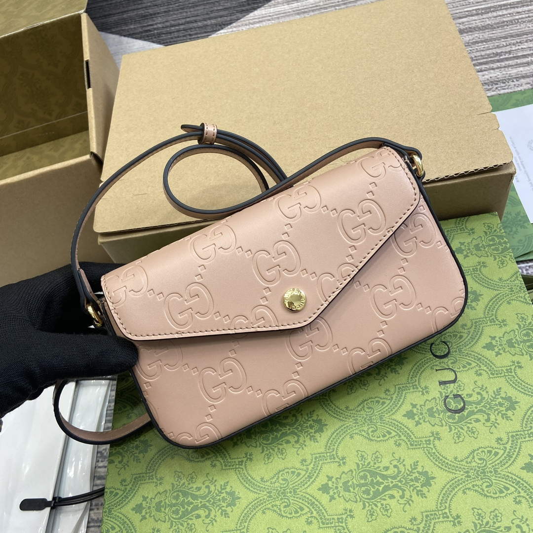 Gucci 772794 GG Super Mini Shoulder Bag Rose beige - Default Title - View 4