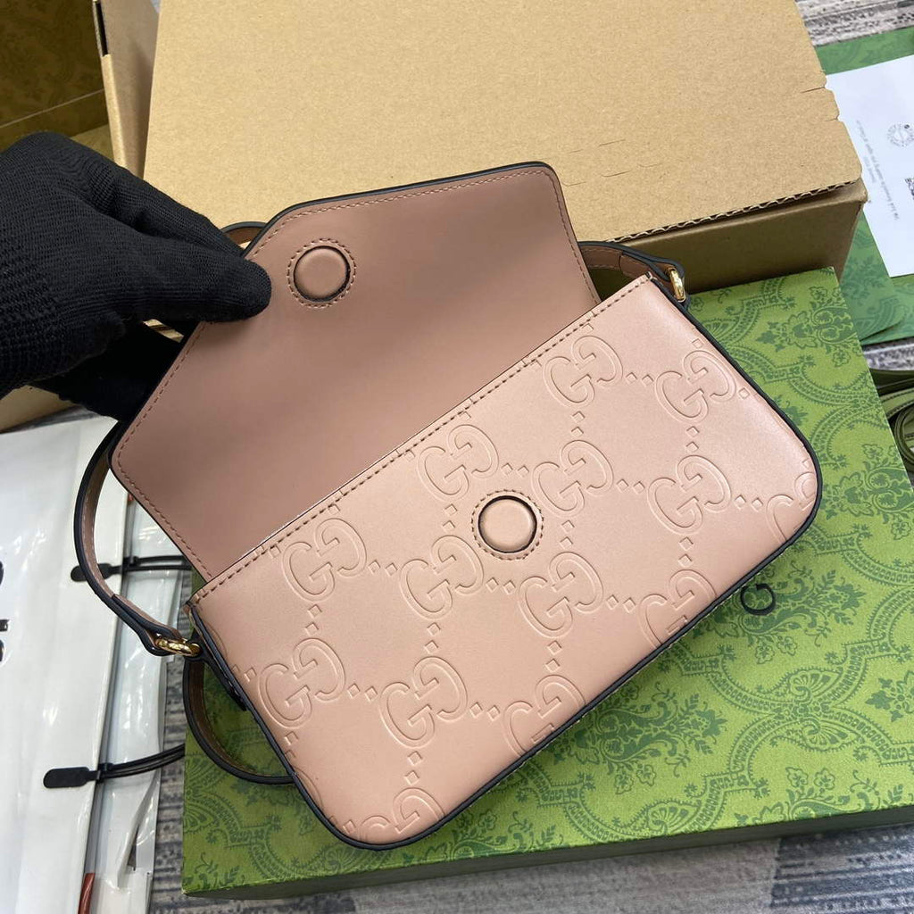 Gucci 772794 GG Super Mini Shoulder Bag Rose beige