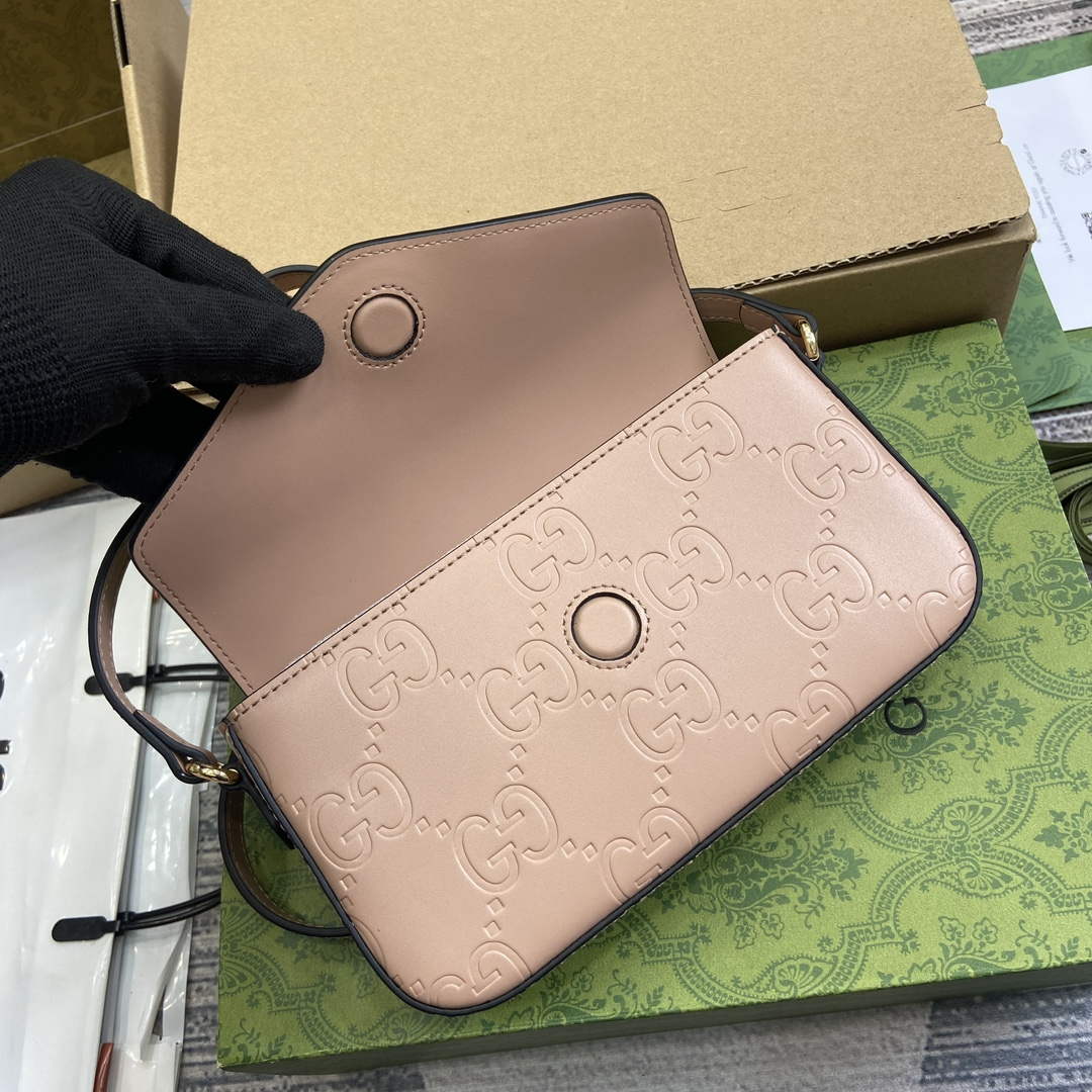 Gucci 772794 GG Super Mini Shoulder Bag Rose beige