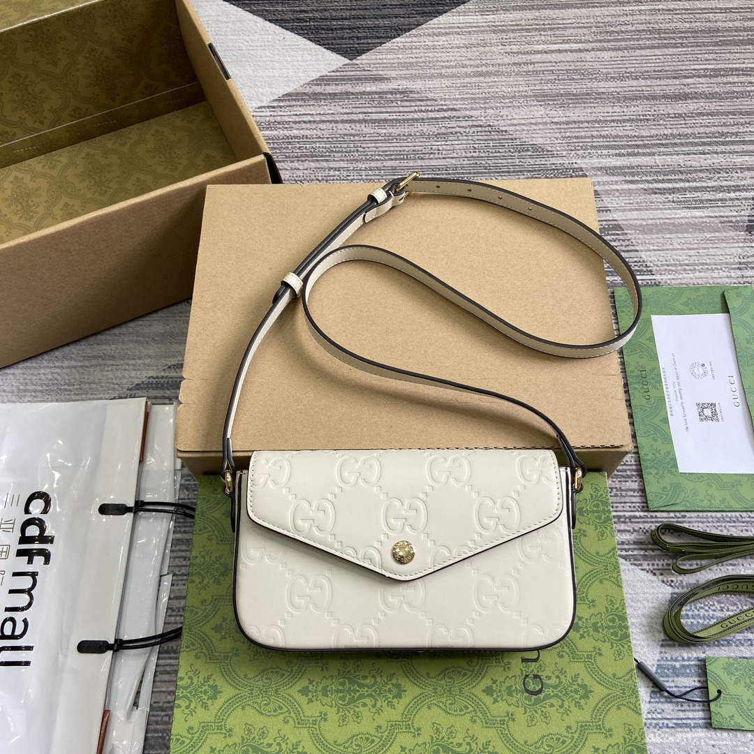 Gucci 772794 GG Super Mini Shoulder Bag White - Default Title - View 1