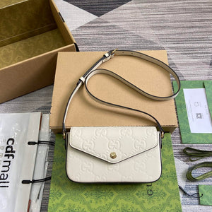 Gucci 772794 GG Super Mini Shoulder Bag White - Default Title - View 1
