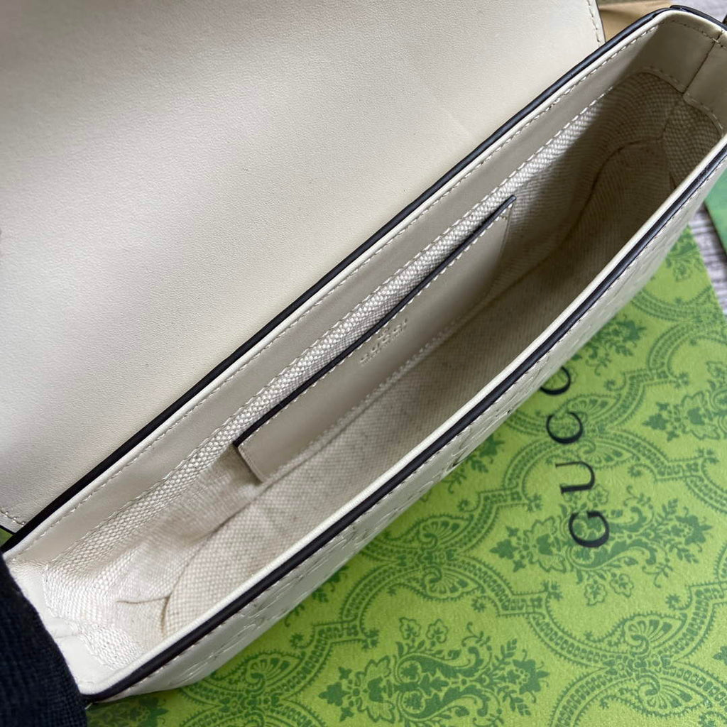 Gucci 772794 GG Super Mini Shoulder Bag White