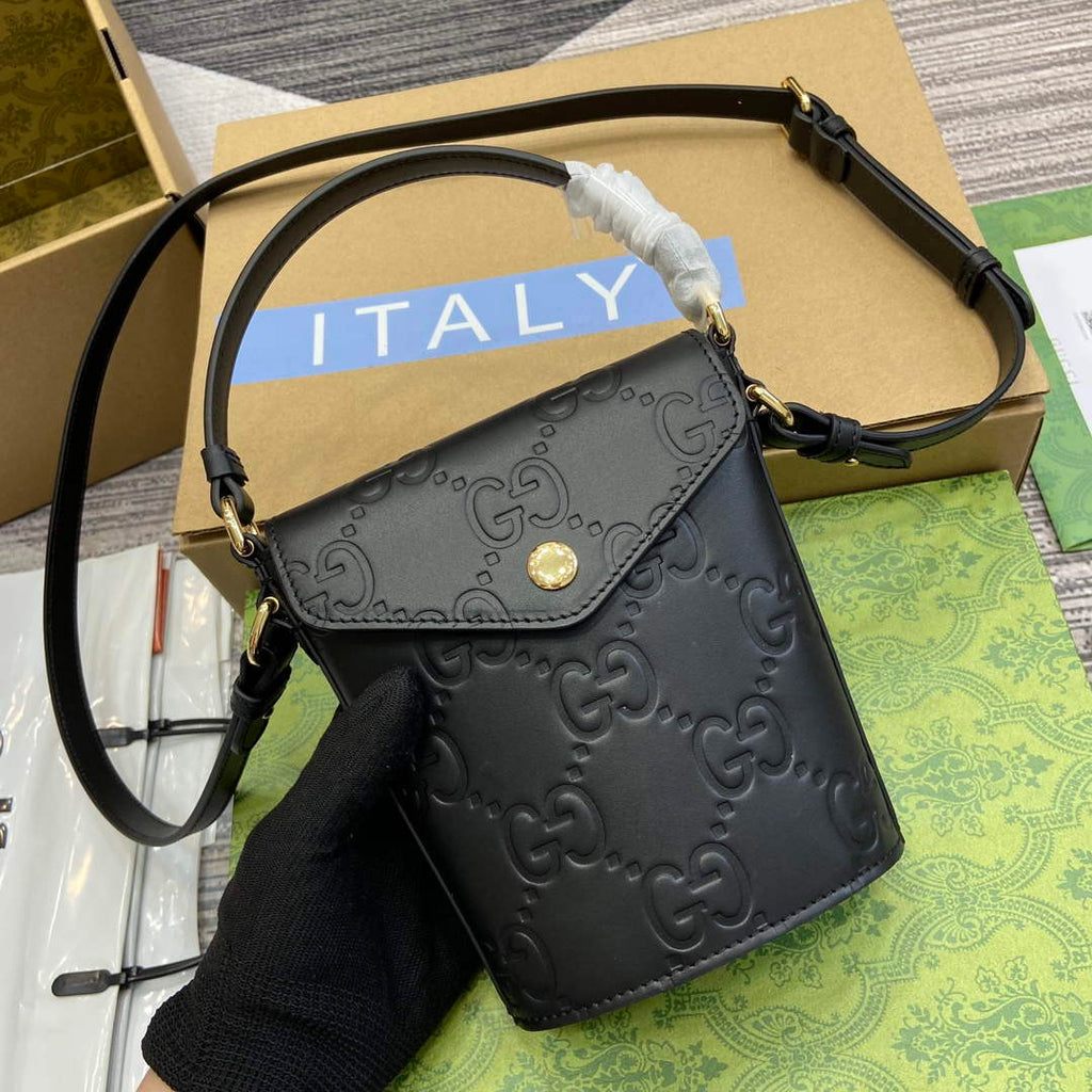 Gucci 772795 GG Super Mini Bucket Bag Black