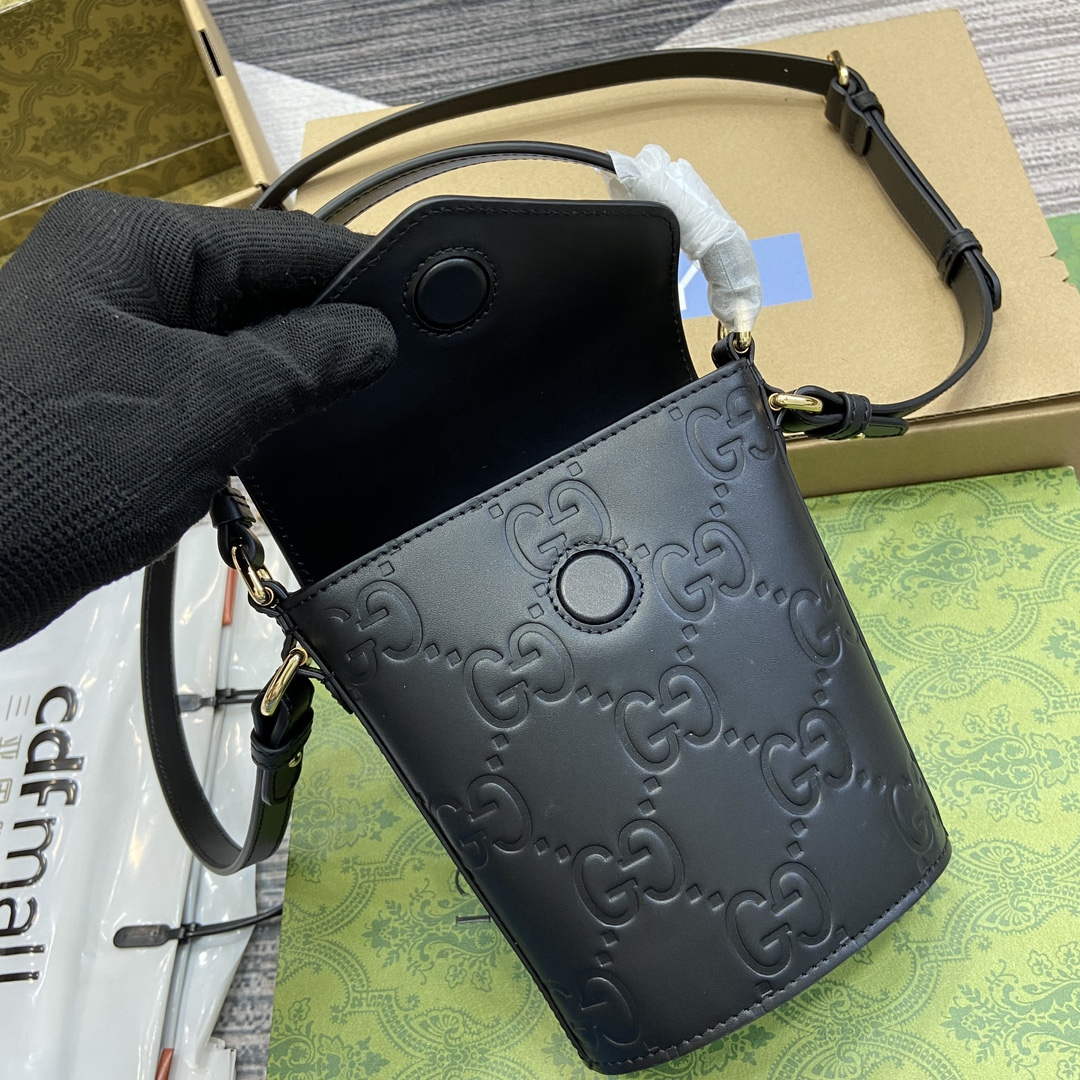 Gucci 772795 GG Super Mini Bucket Bag Black - Default Title - View 8