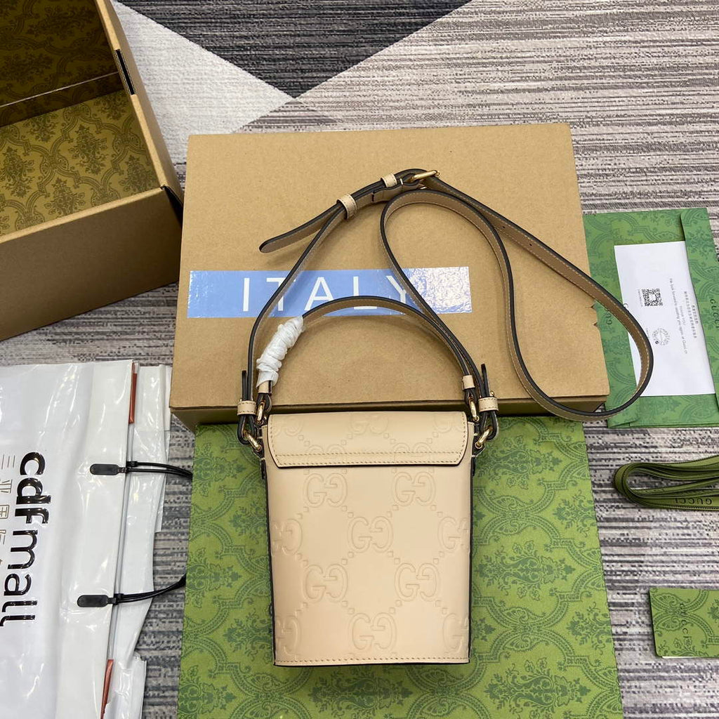 Gucci 772795 GG Super Mini Bucket Bag Light Beige