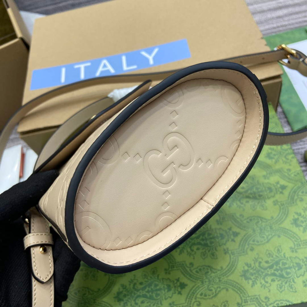 Gucci 772795 GG Super Mini Bucket Bag Light Beige