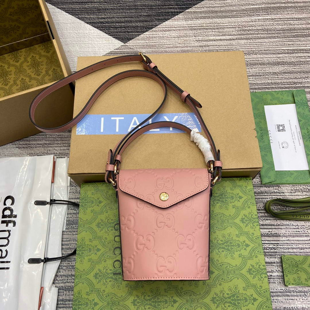 Gucci 772795 GG Super Mini Bucket Bag Light Pink