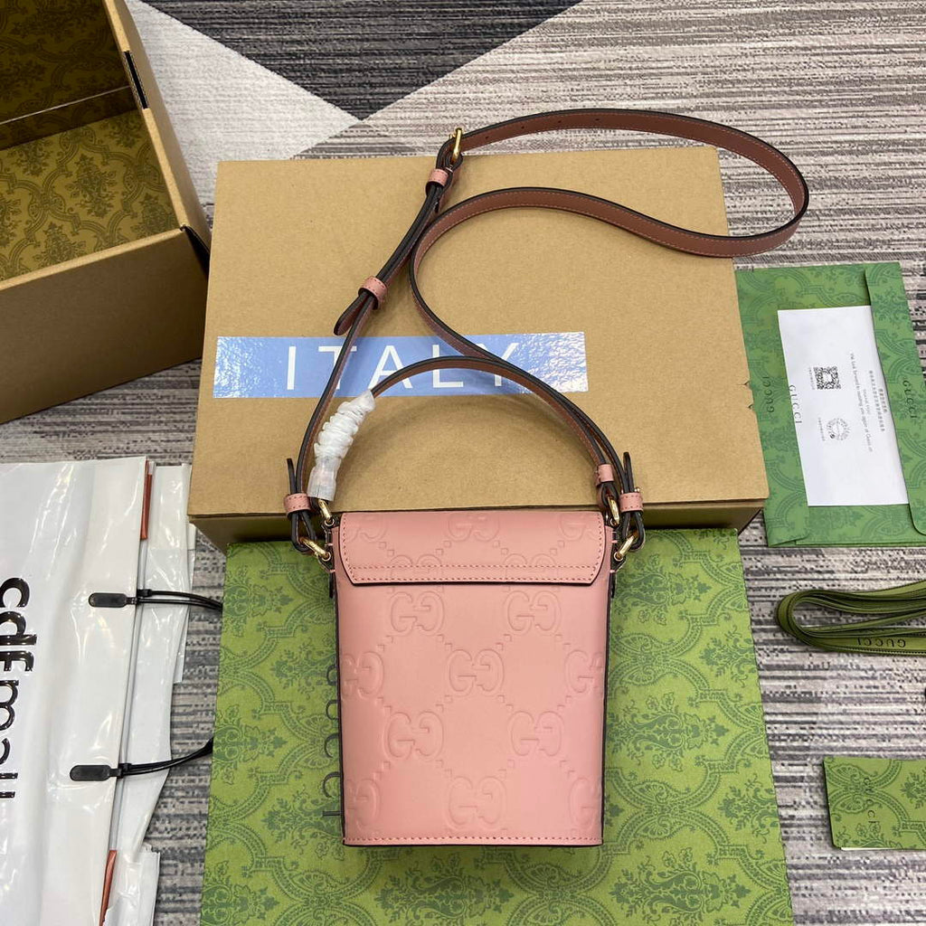Gucci 772795 GG Super Mini Bucket Bag Light Pink