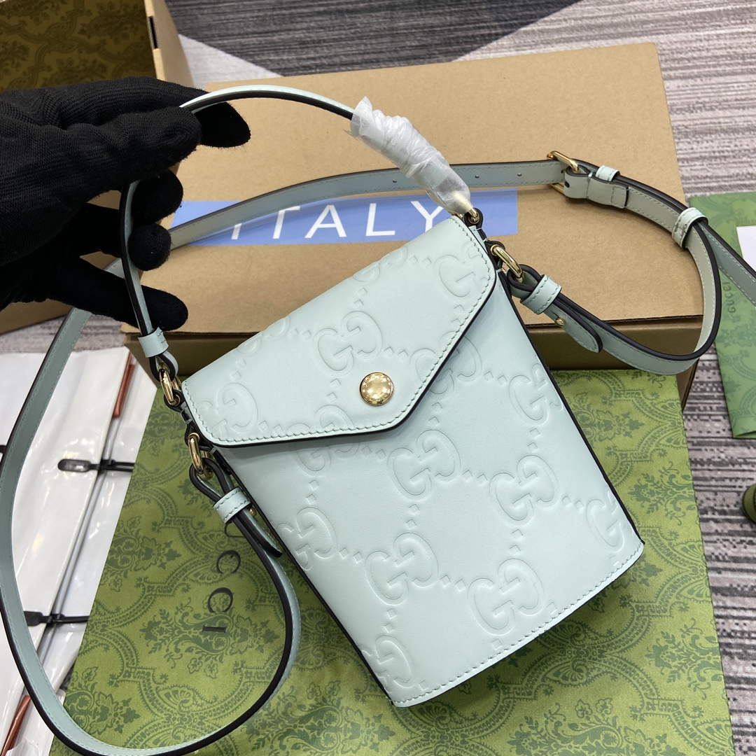 Gucci 772795 GG Super Mini Bucket Bag Pale Green - Default Title - View 4