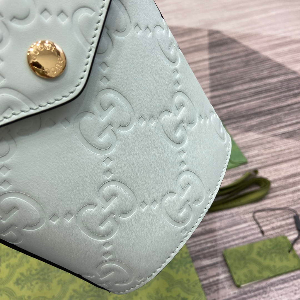 Gucci 772795 GG Super Mini Bucket Bag Pale Green
