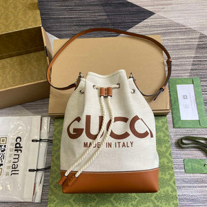 Gucci 772856 Shoulder Bag With Gucci Print Light brown leather trim - Default Title - View 1