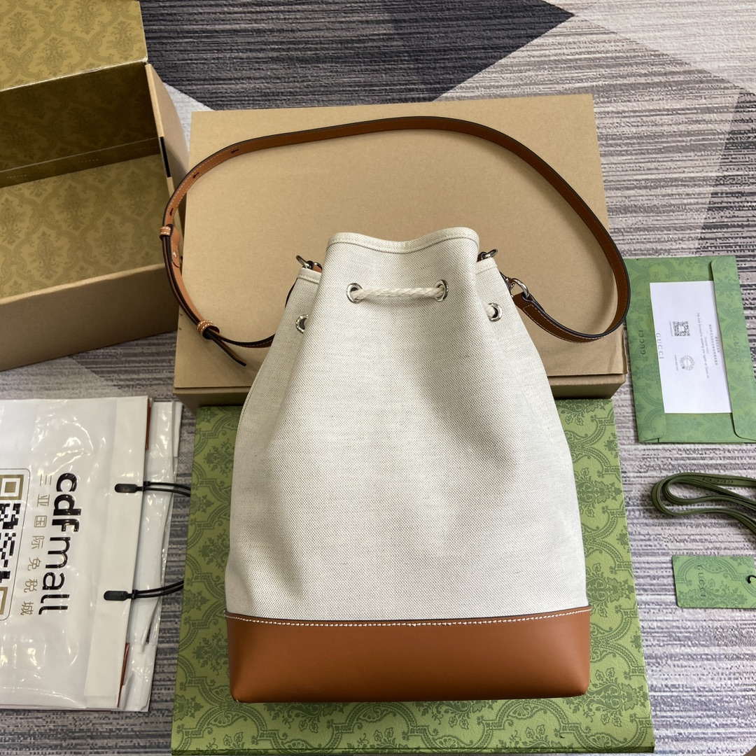 Gucci 772856 Shoulder Bag With Gucci Print Light brown leather trim