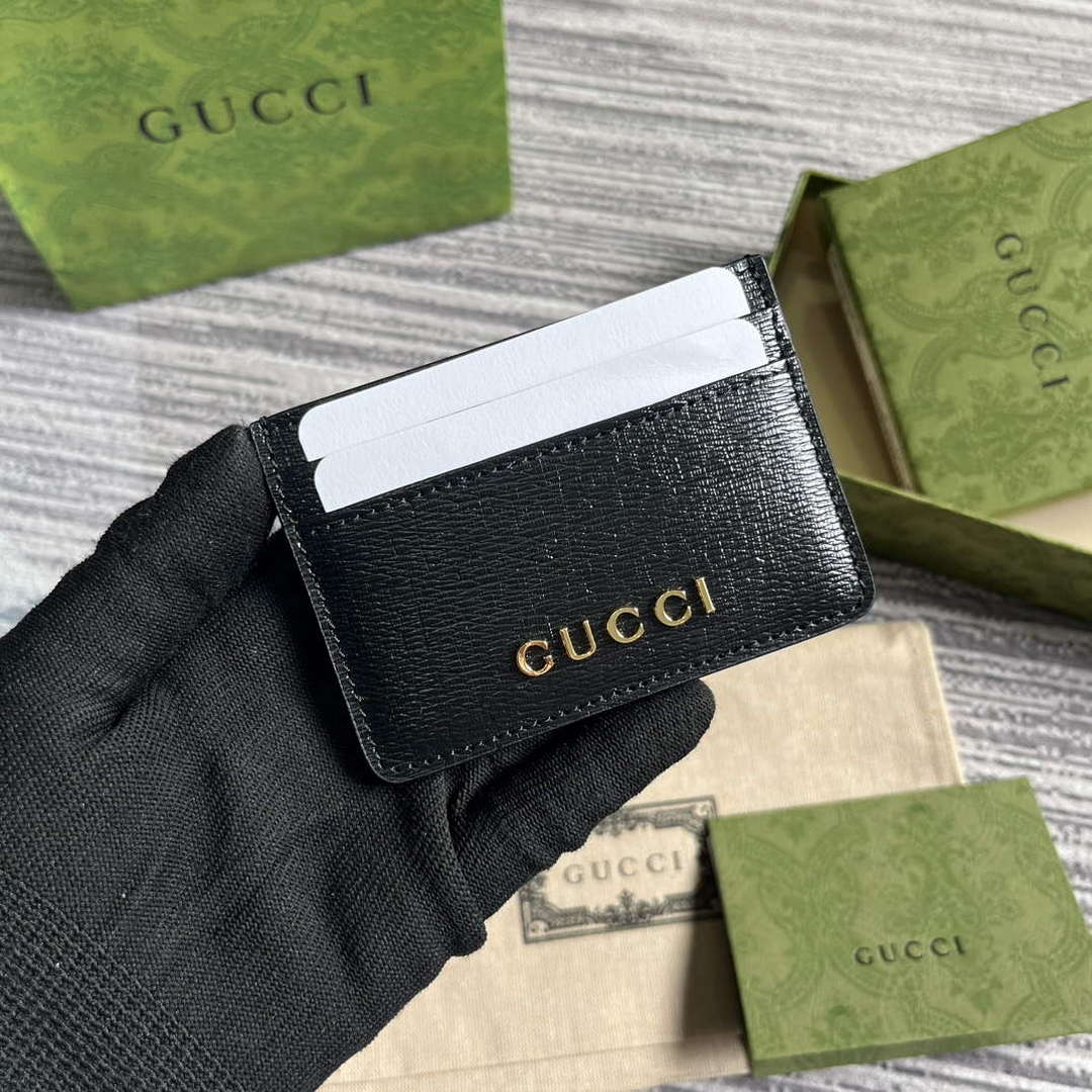 Gucci 773428 Card Case With Gucci Script Black - Default Title - View 1