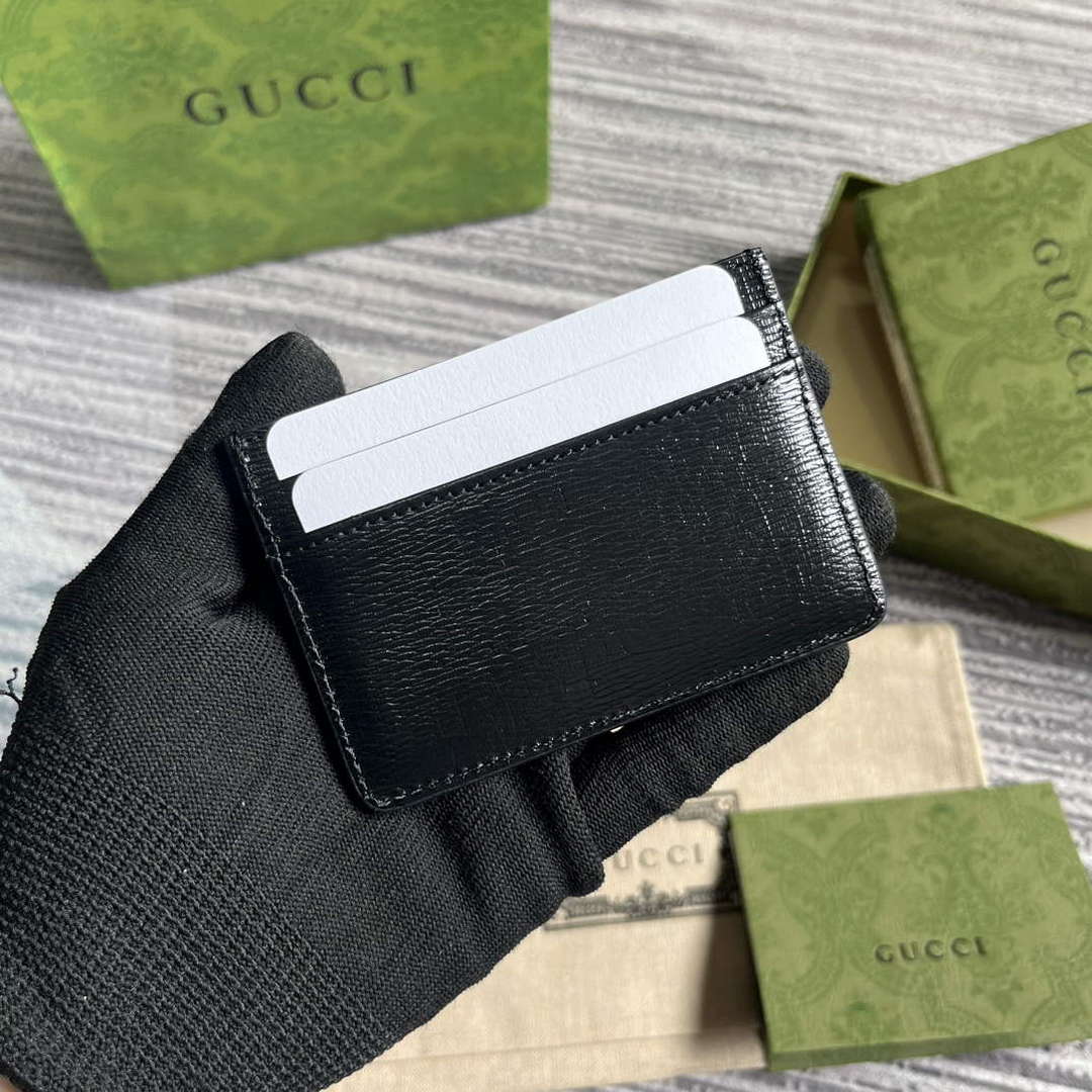Gucci 773428 Card Case With Gucci Script Black - Default Title - View 2