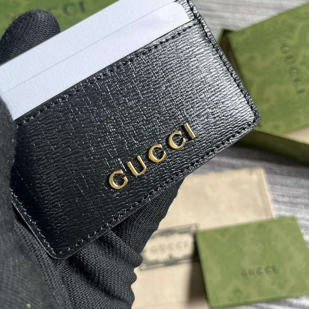 Gucci 773428 Card Case With Gucci Script Black - Default Title - View 6