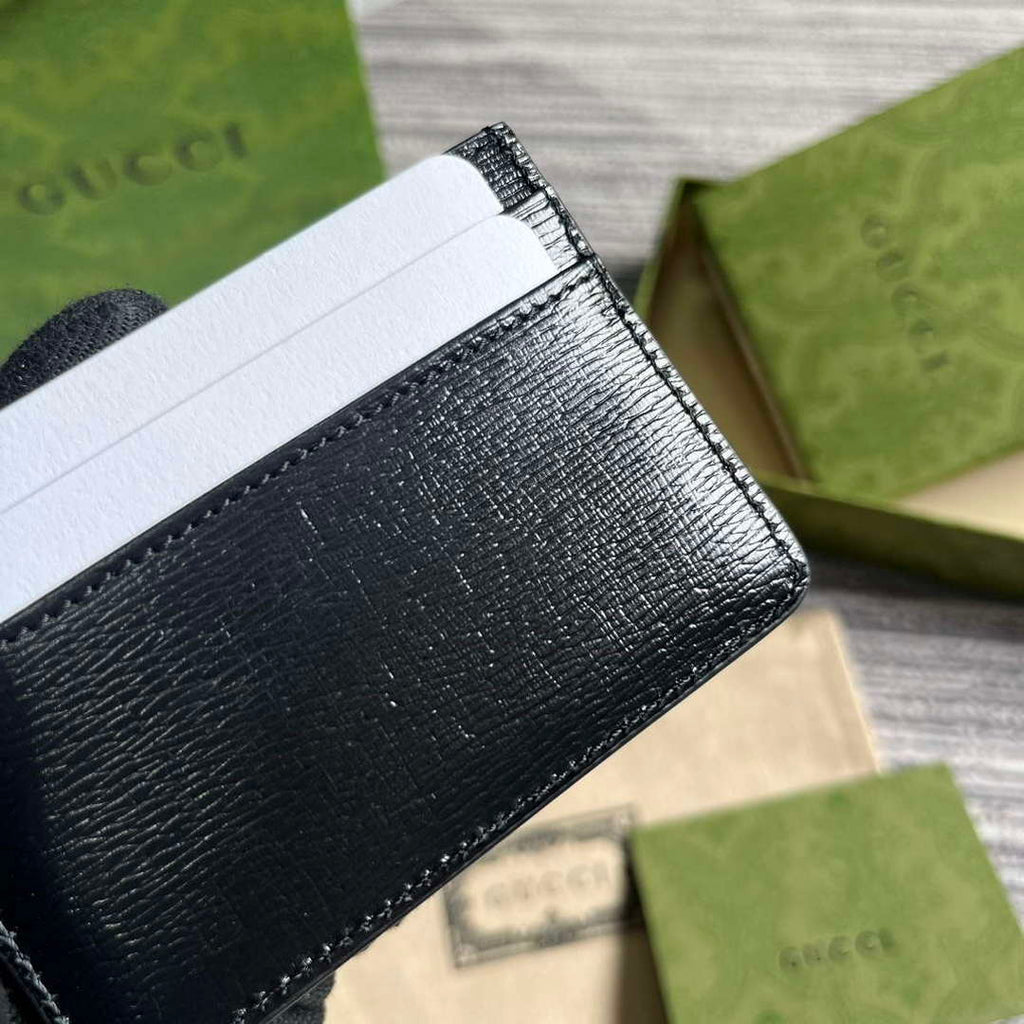 Gucci 773428 Card Case With Gucci Script Black