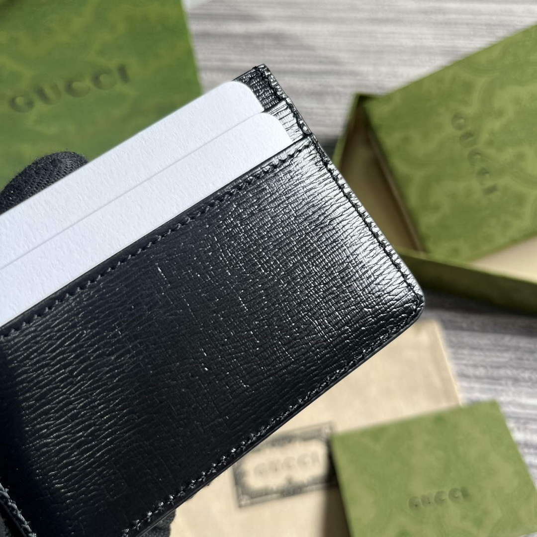 Gucci 773428 Card Case With Gucci Script Black