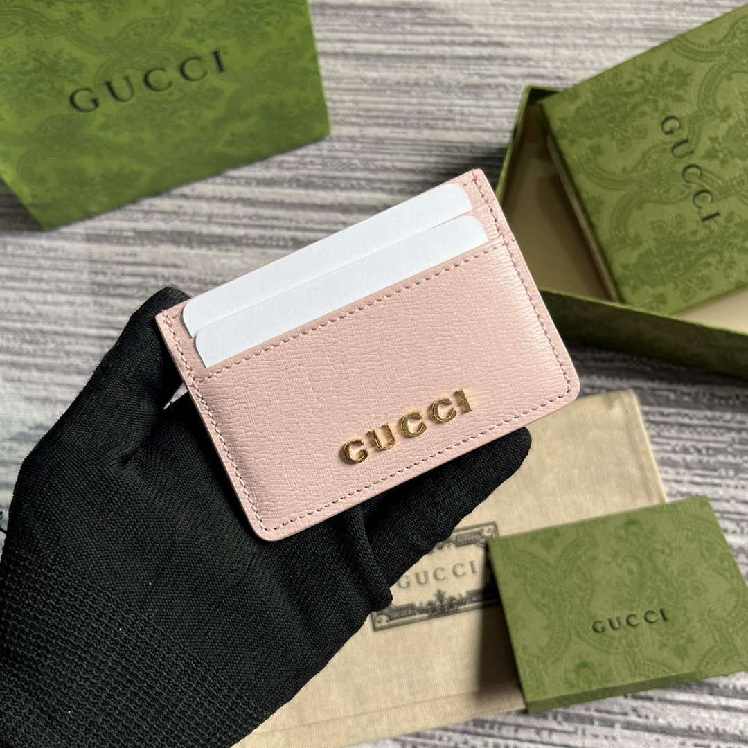 Gucci 773428 Card Case With Gucci Script Light pink - Default Title - View 1
