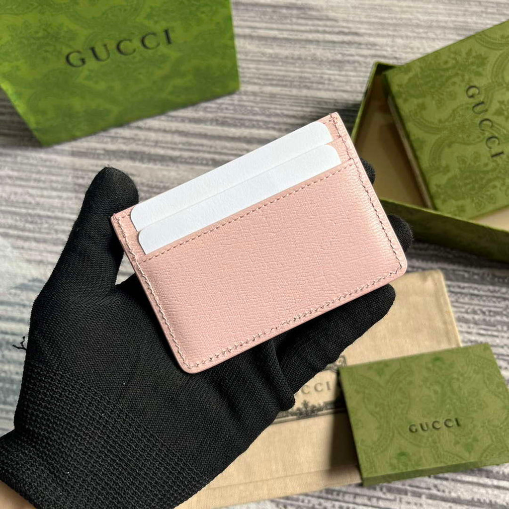 Gucci 773428 Card Case With Gucci Script Light pink