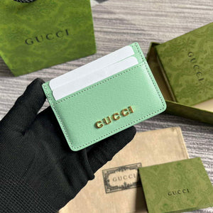 Gucci 773428 Card Case With Gucci Script Pale green - Default Title - View 1