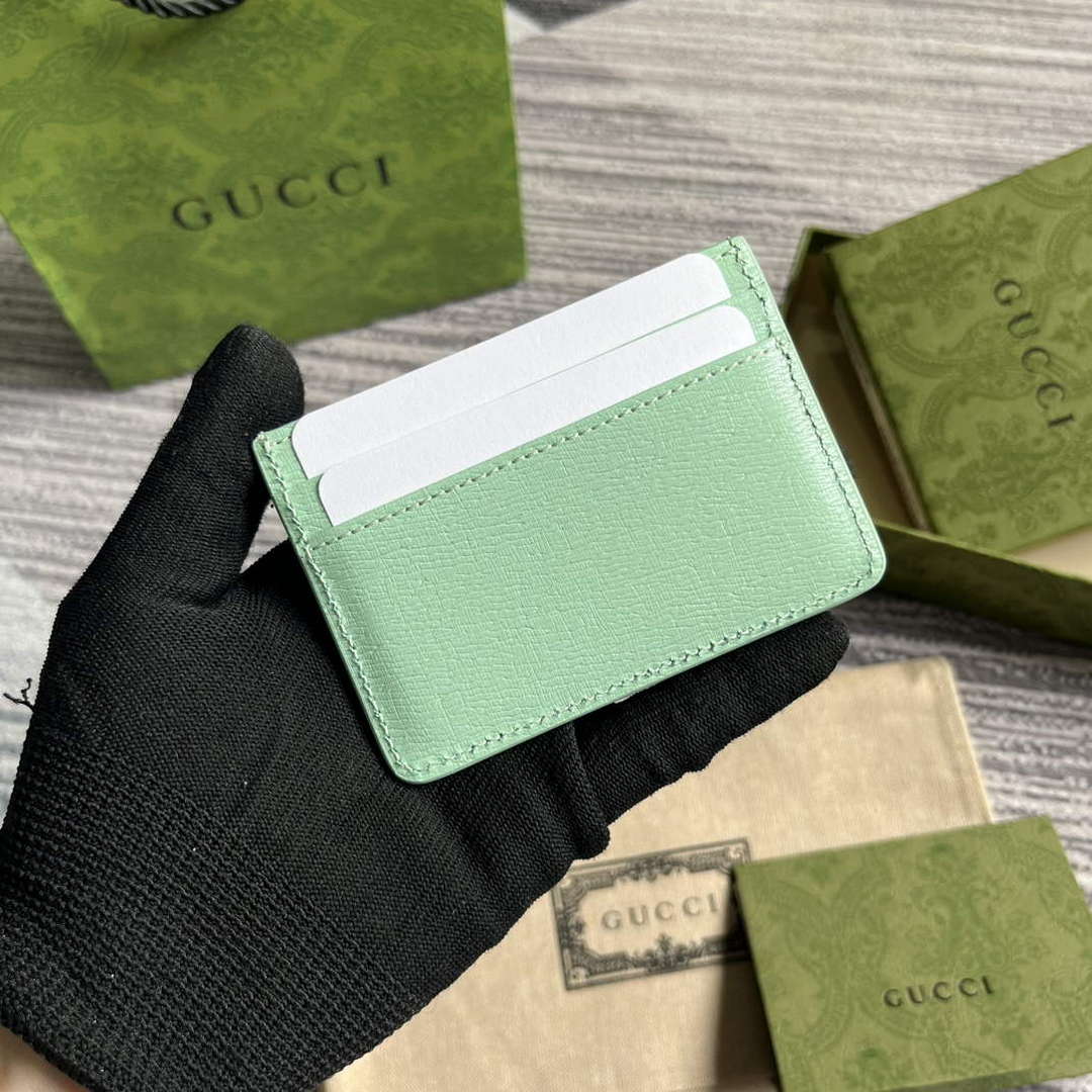 Gucci 773428 Card Case With Gucci Script Pale green - Default Title - View 2