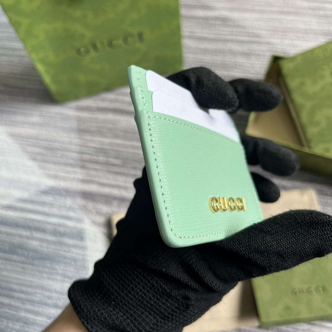 Gucci 773428 Card Case With Gucci Script Pale green - Default Title - View 3