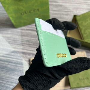 Gucci 773428 Card Case With Gucci Script Pale green - Default Title - View 3