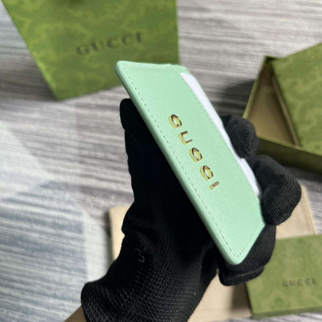 Gucci 773428 Card Case With Gucci Script Pale green - Default Title - View 4