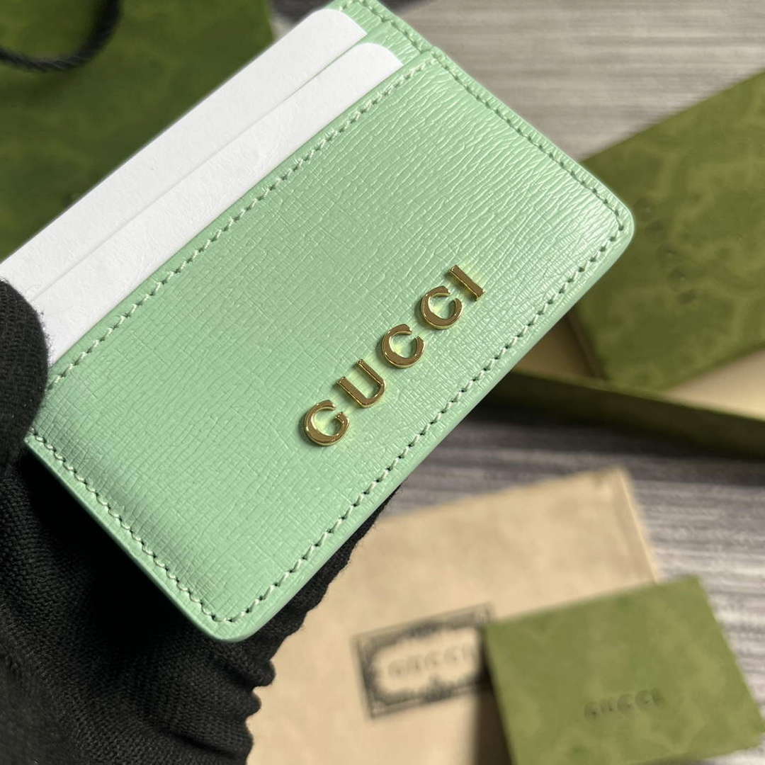 Gucci 773428 Card Case With Gucci Script Pale green - Default Title - View 6