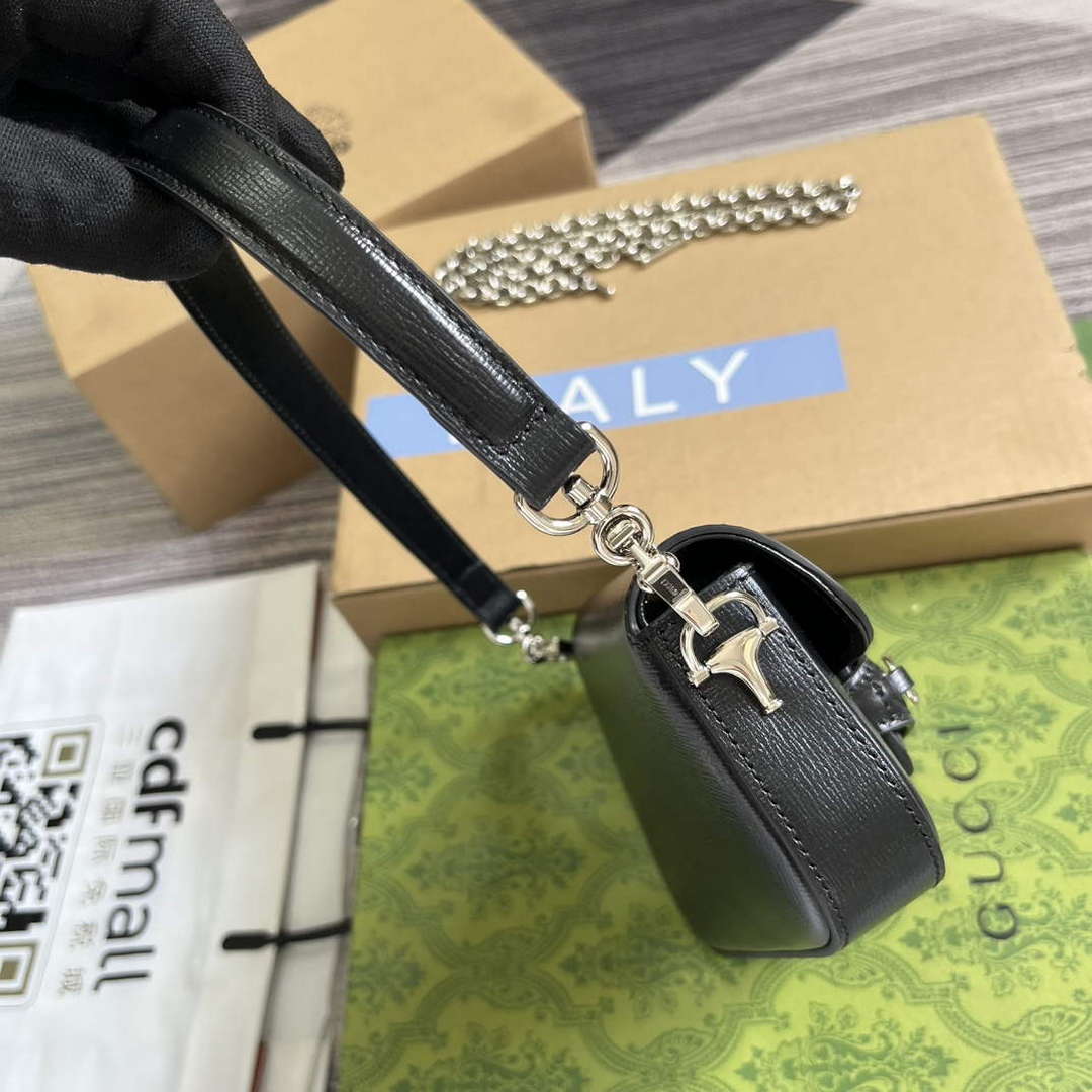 Gucci 774209 Gucci Horsebit 1955 Mini Shoulder Bag Black - Default Title - View 3