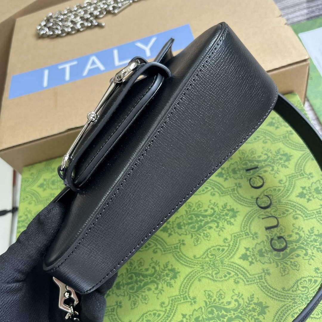 Gucci 774209 Gucci Horsebit 1955 Mini Shoulder Bag Black - Default Title - View 6