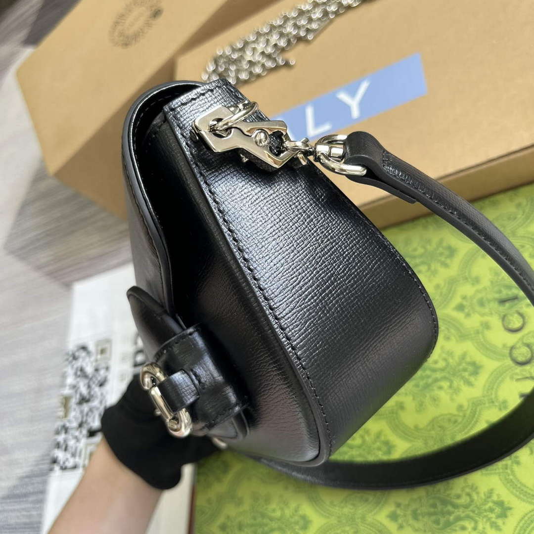 Gucci 774209 Gucci Horsebit 1955 Mini Shoulder Bag Black - Default Title - View 7