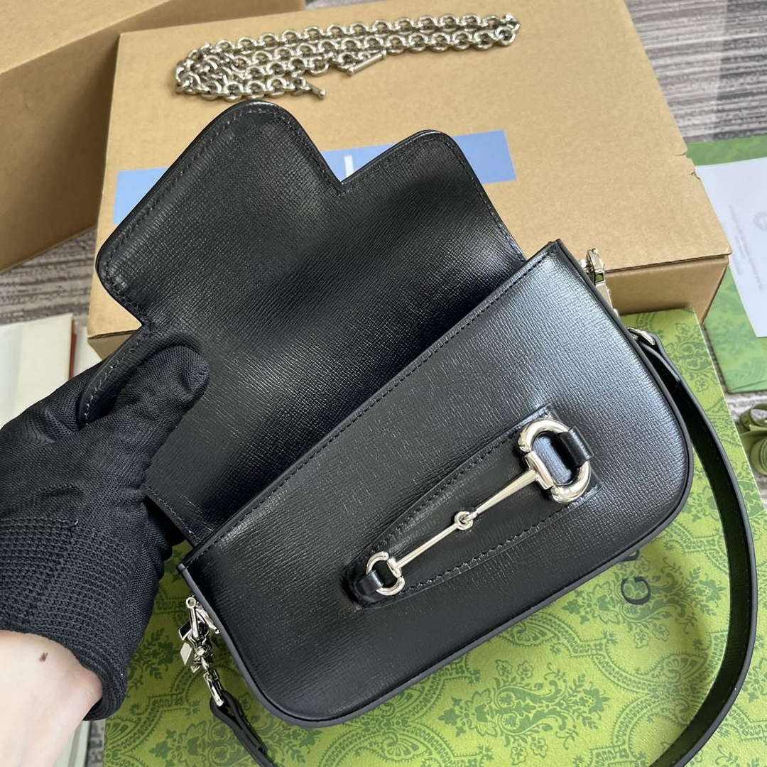 Gucci 774209 Gucci Horsebit 1955 Mini Shoulder Bag Black
