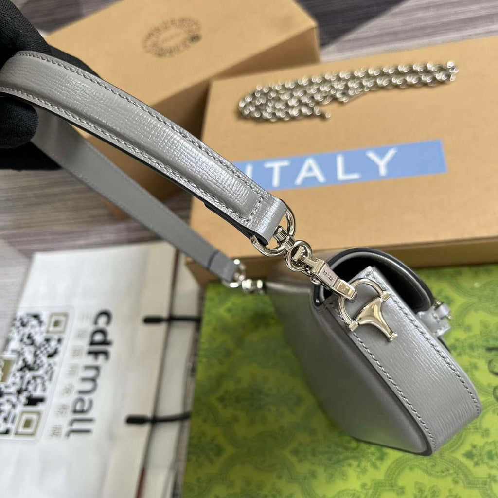 Gucci 774209 Gucci Horsebit 1955 Mini Shoulder Bag Grey